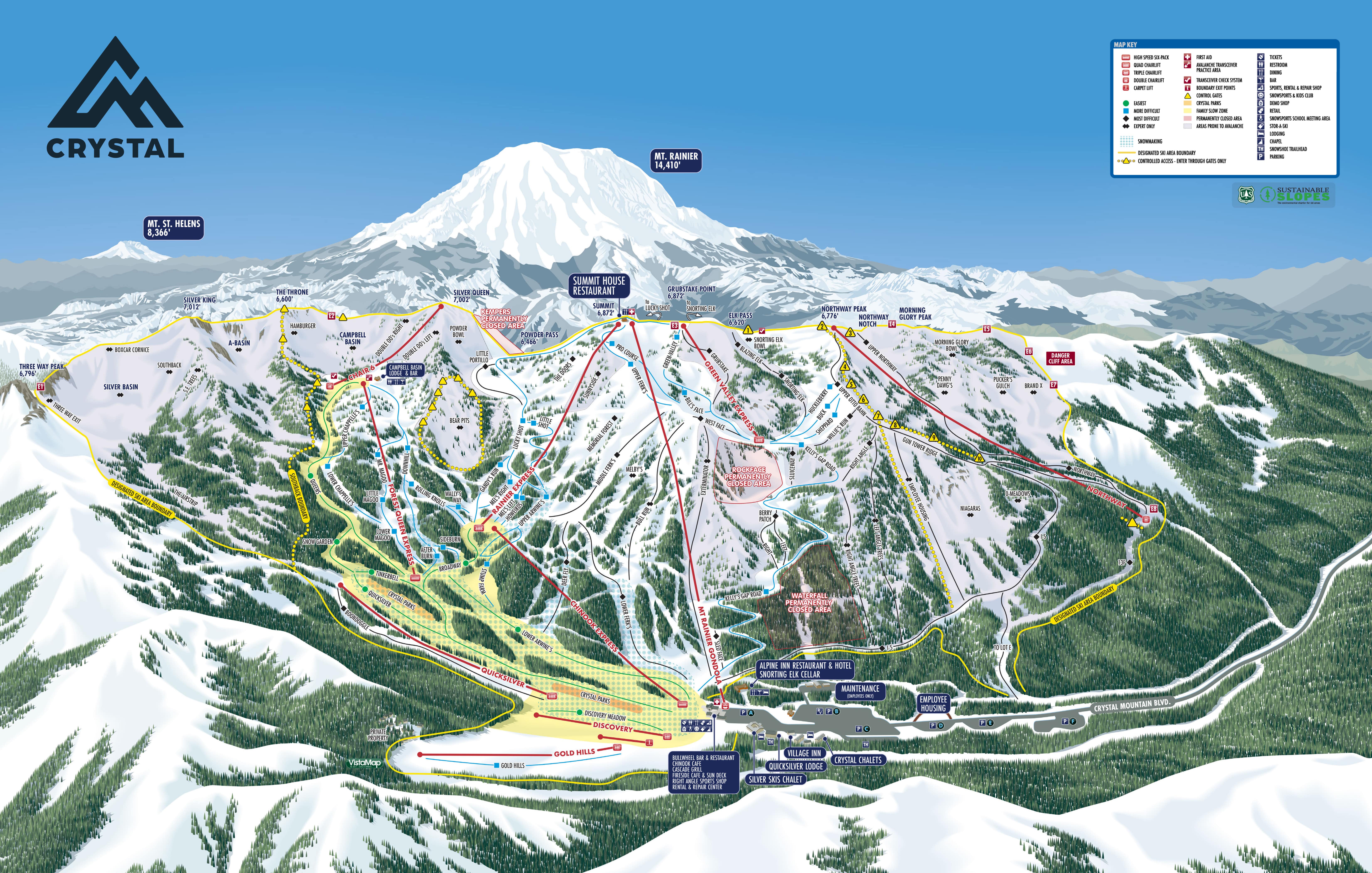 Crystal Mountain Piste / Trail Map
