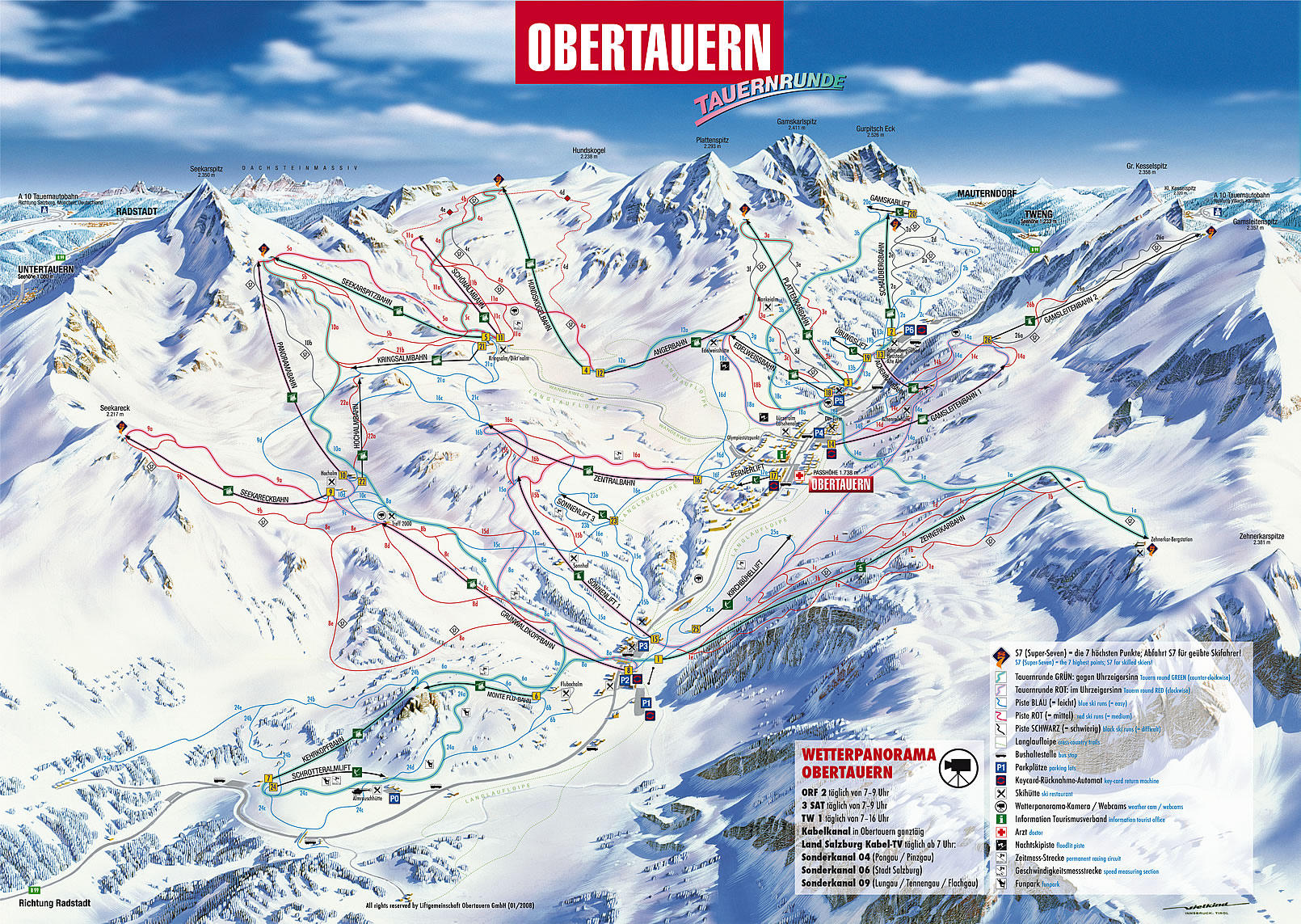 Obertauern Mapa de pistas y caminos