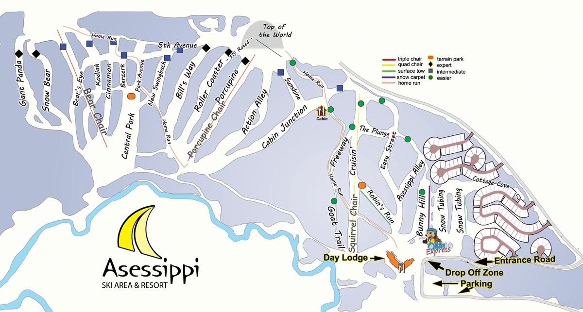 Asessippi Ski Area and Resort Piste / Trail Map