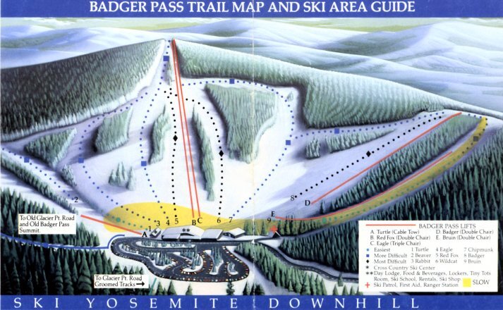 Yosemite-Badger Pass Ski Area Piste / Trail Map