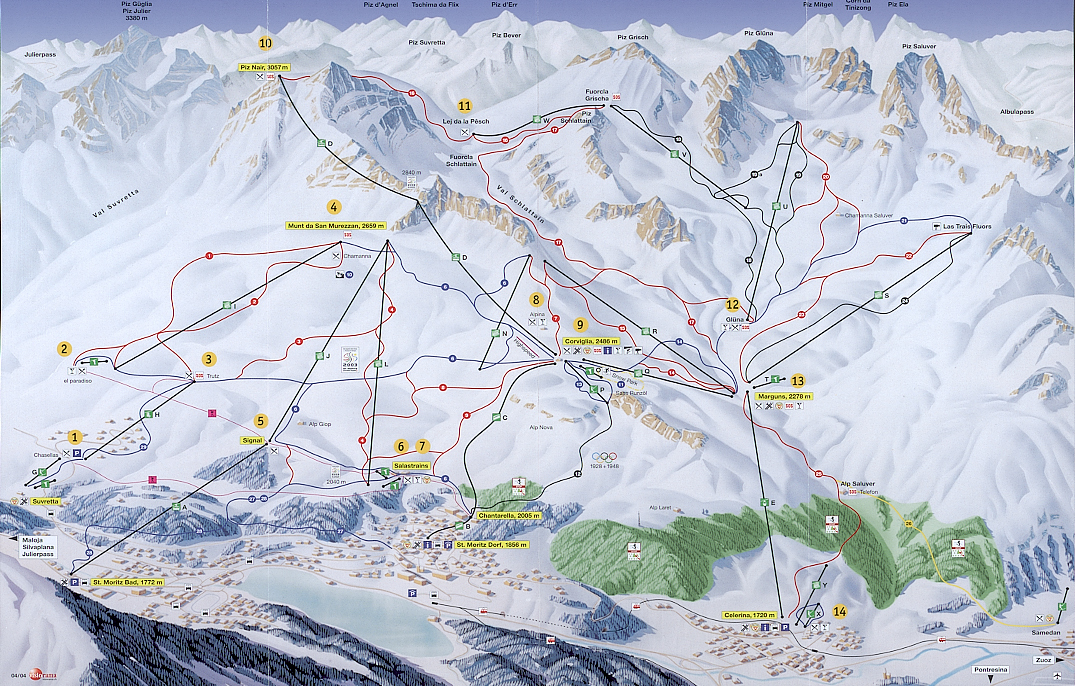 Celerina/Engadin Piste / Trail Map