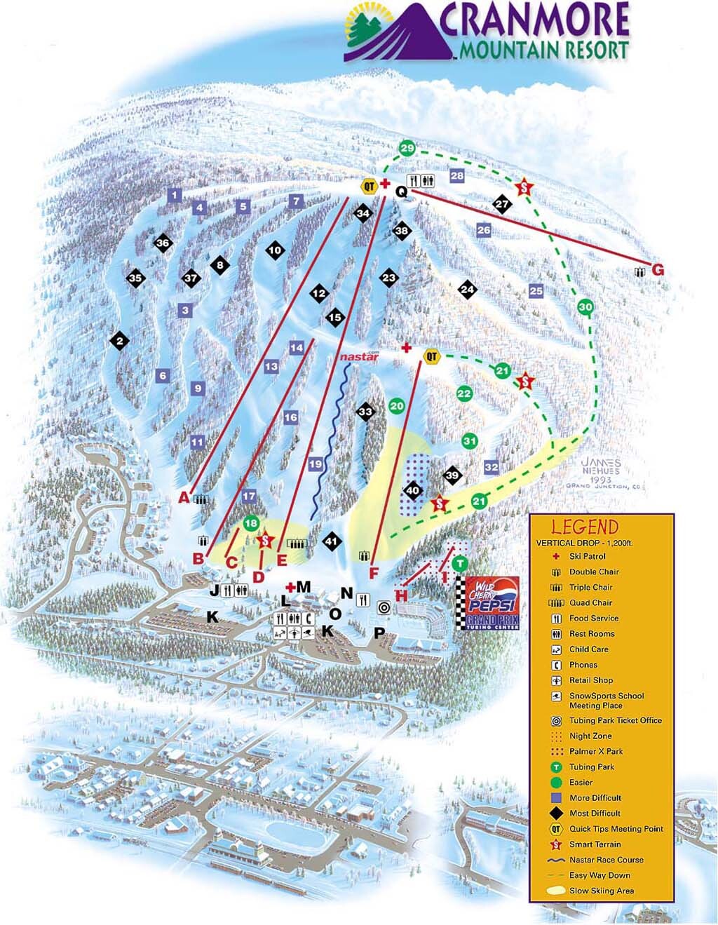 Cranmore Mountain Resort Mapa de pistas y caminos