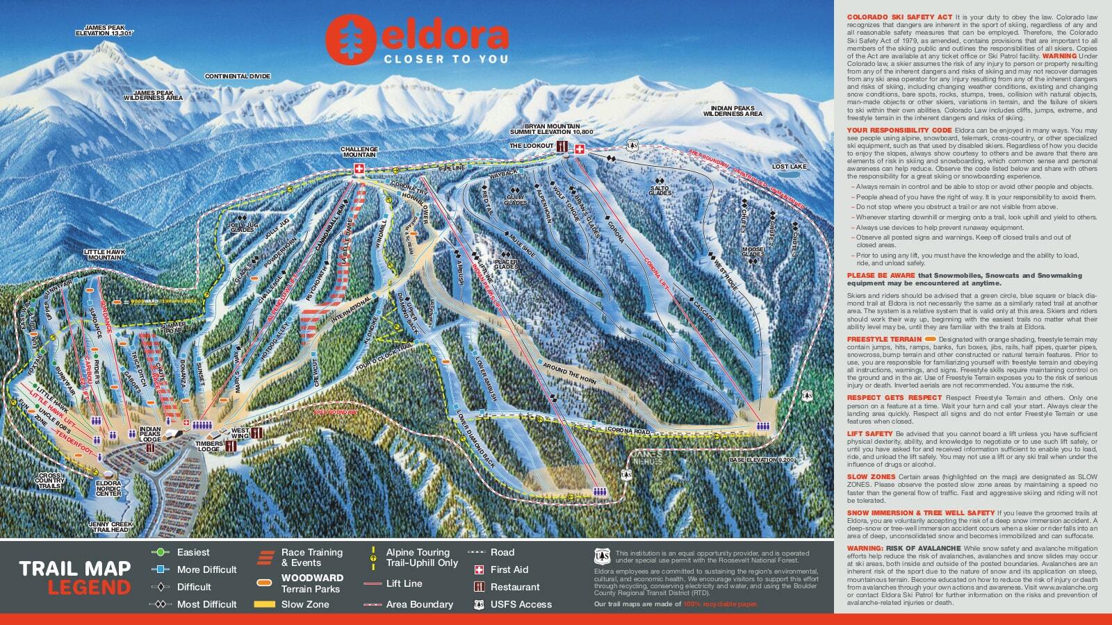 Eldora Mountain Resort Piste / Trail Map