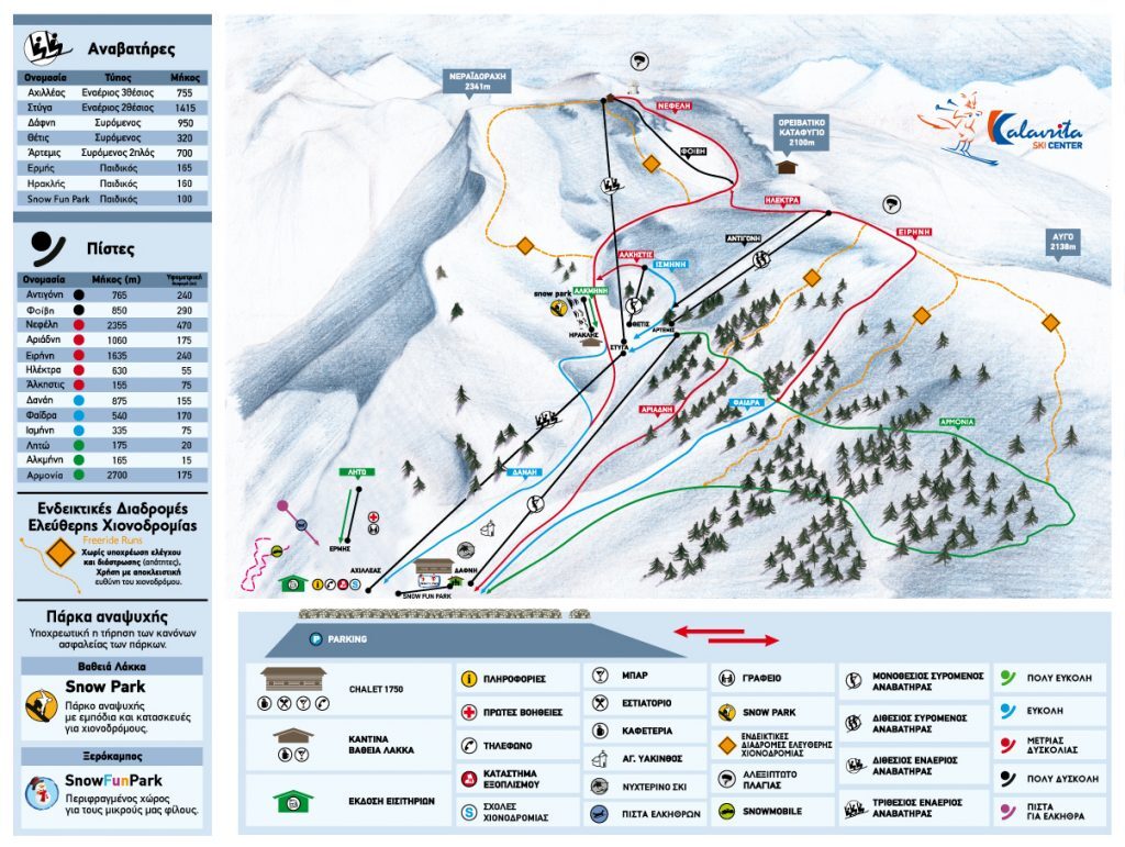 Kalavryta Ski Resort Piste / Trail Map