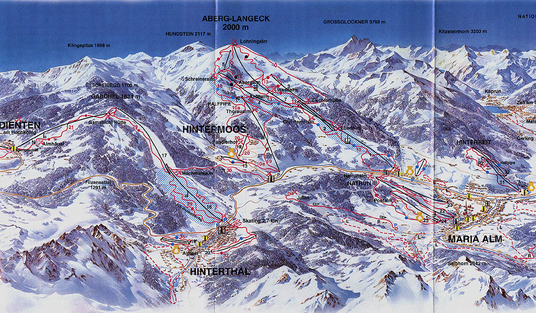 hochkonig mapa Mapa de pistas y caminos de Hochkönig (alta calidad) hochkonig mapa