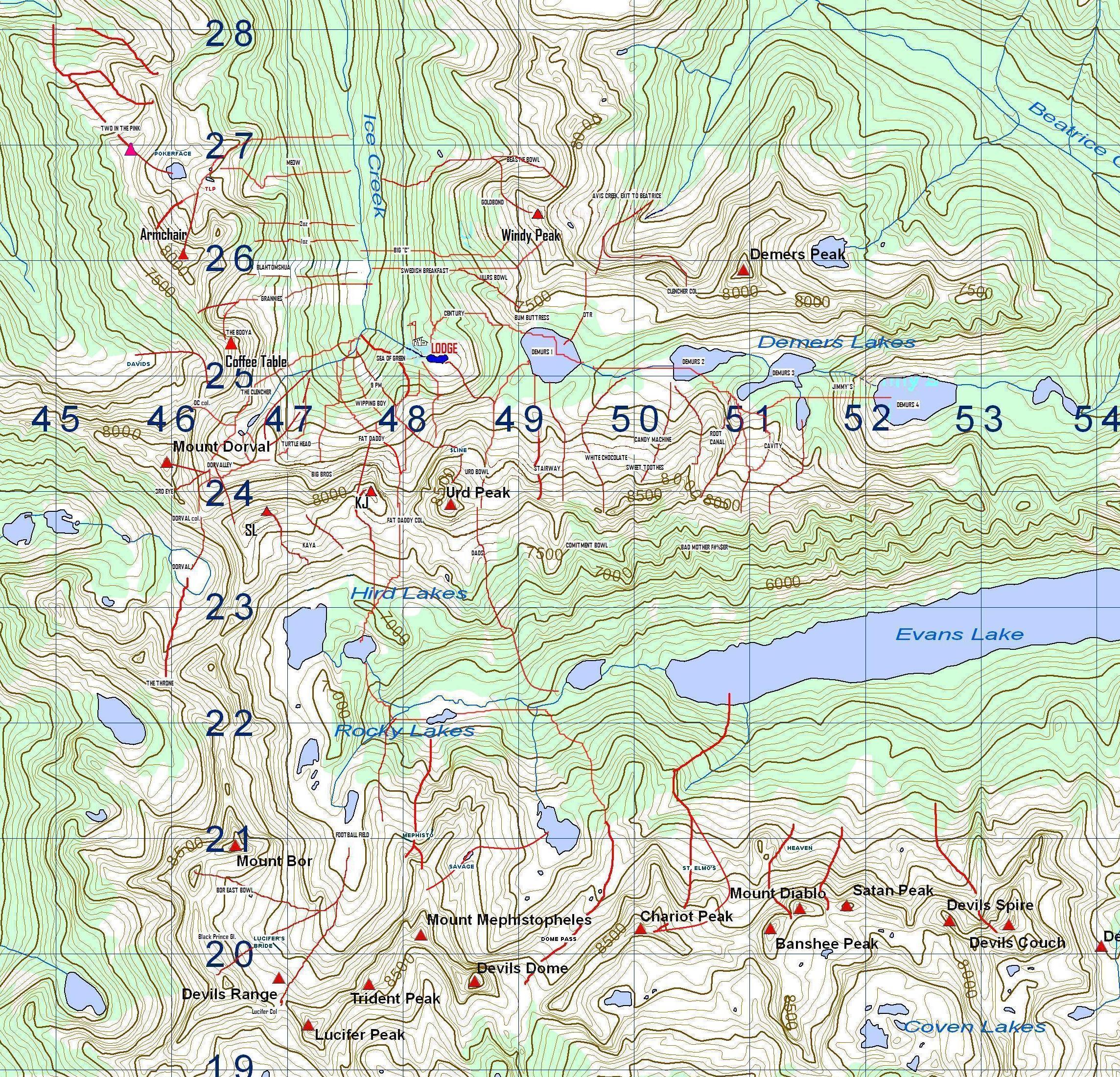 Ice Creek Lodge Piste / Trail Map