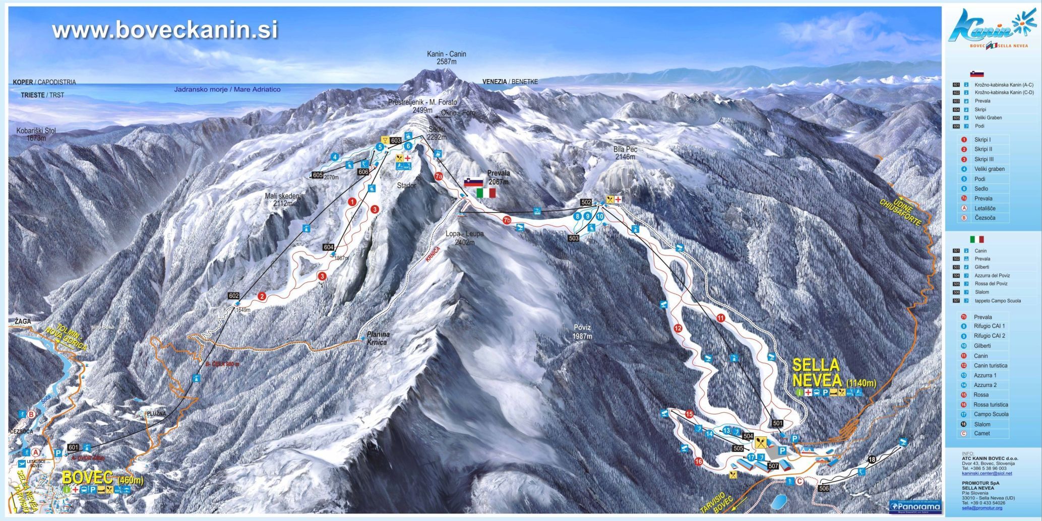 Bovec - Kanin Piste / Trail Map