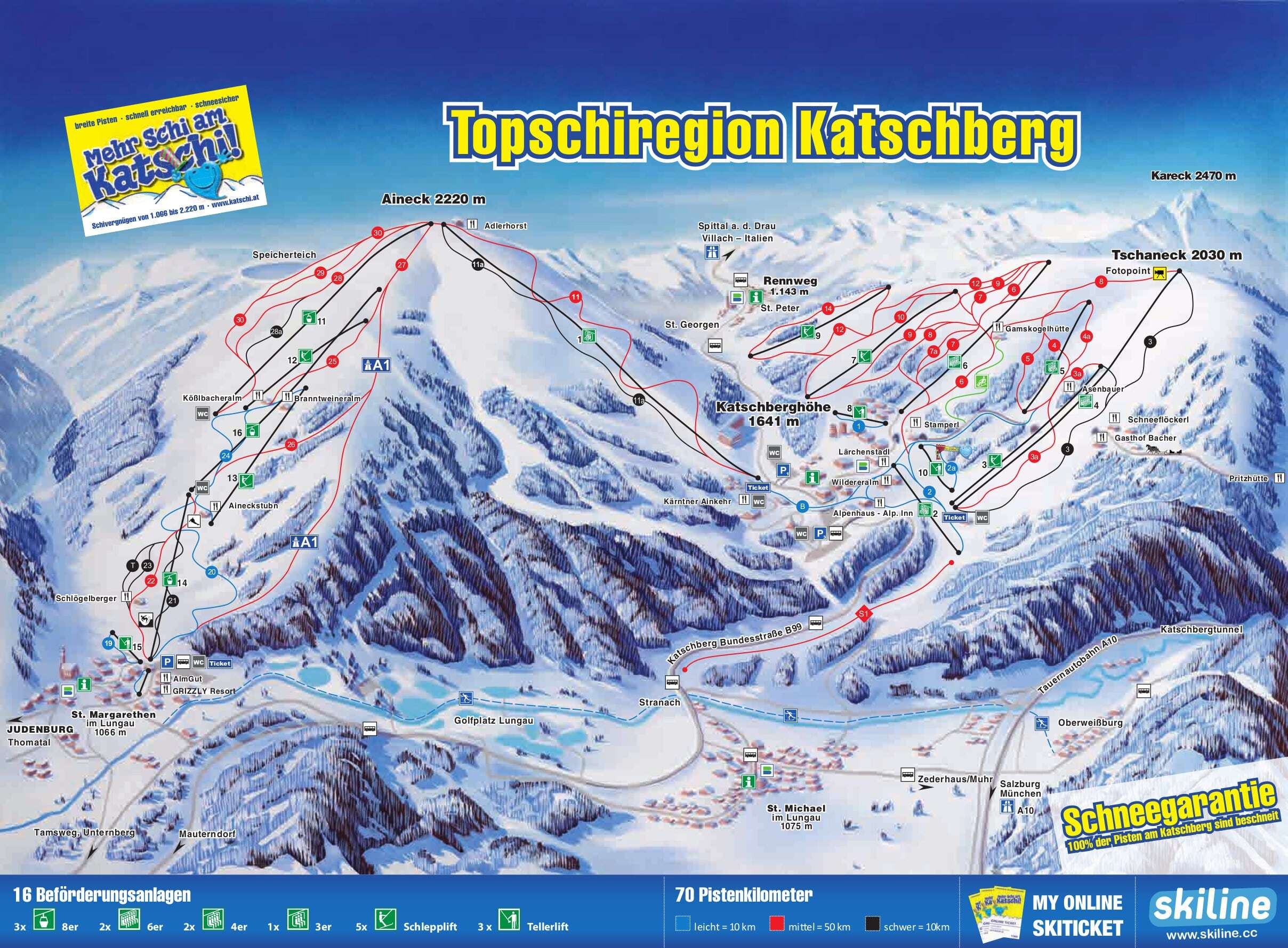 katschberg mapa Katschberg Aineck Mapa de pistas y caminos katschberg mapa