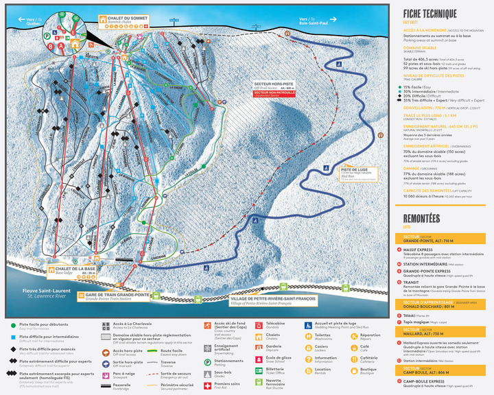 Le Massif Ski Area Piste / Trail Map