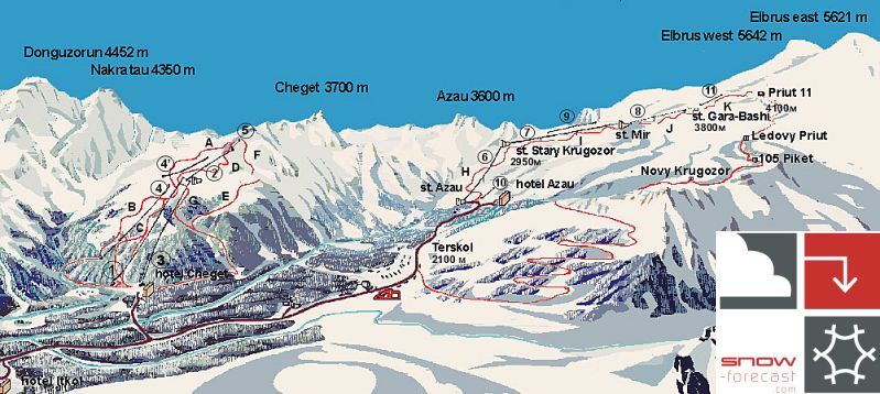 Mount Elbrus Piste / Trail Map