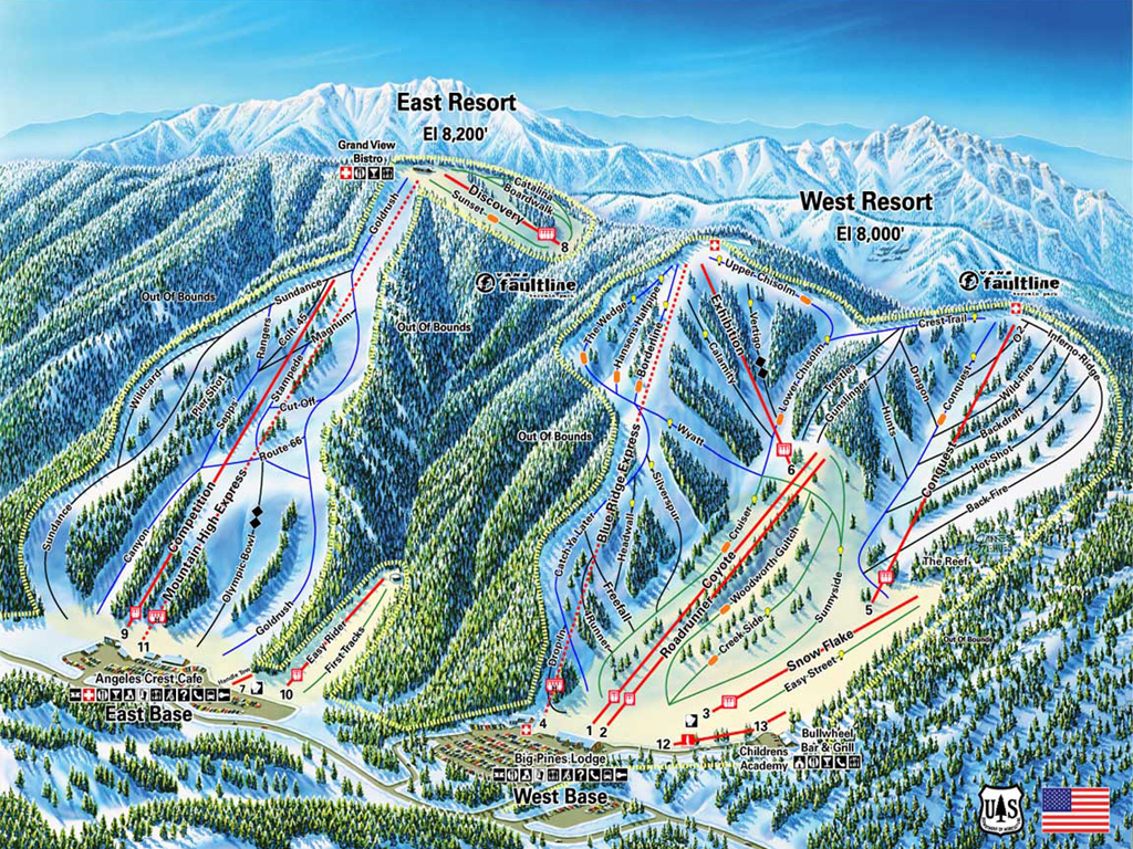 Mountain High resort Piste / Trail Map