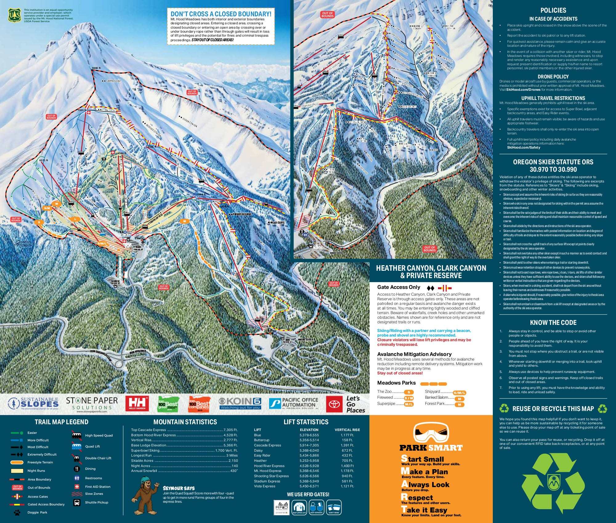 Mt Hood Meadows Piste / Trail Map