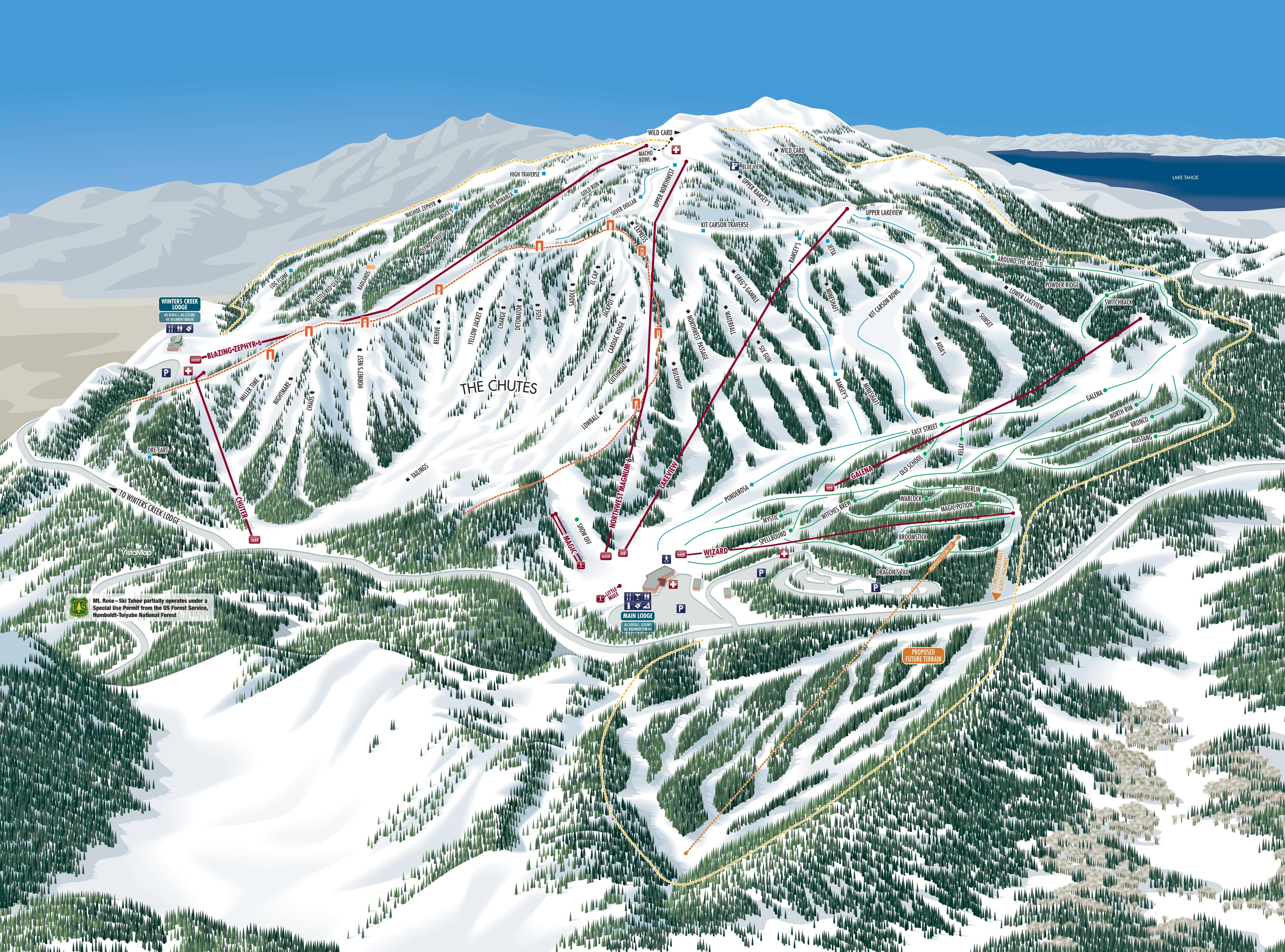 Mt Rose Ski at Tahoe Piste / Trail Map