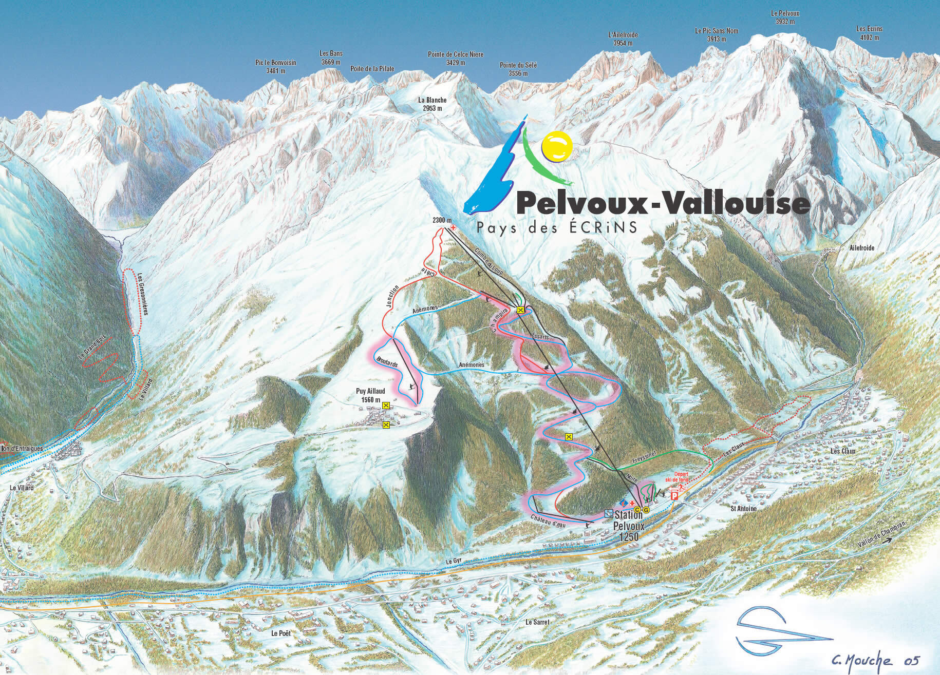 Pelvoux-La Vallouise Piste / Trail Map