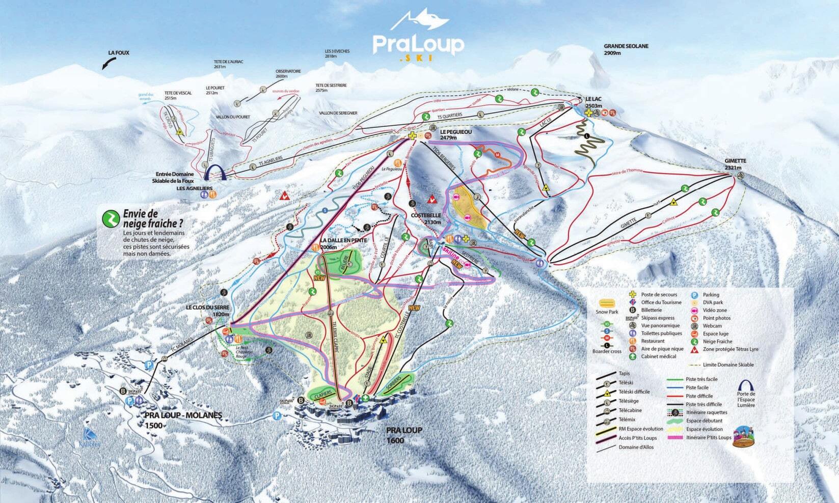 Pra Loup (Espace Lumière) Piste / Trail Map