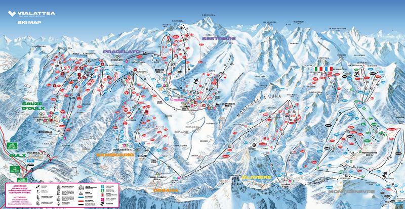 Sestrière (Via Lattea) Piste / Trail Map