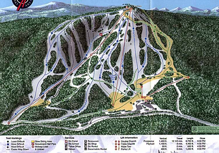 Showdown Ski Area Piste / Trail Map