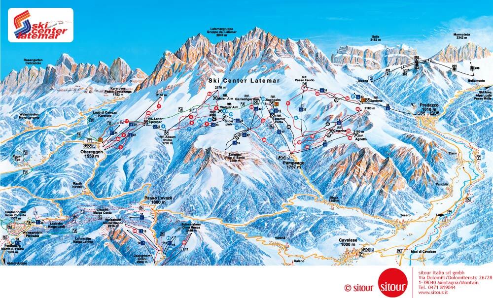Tesero Pampeago Piste / Trail Map
