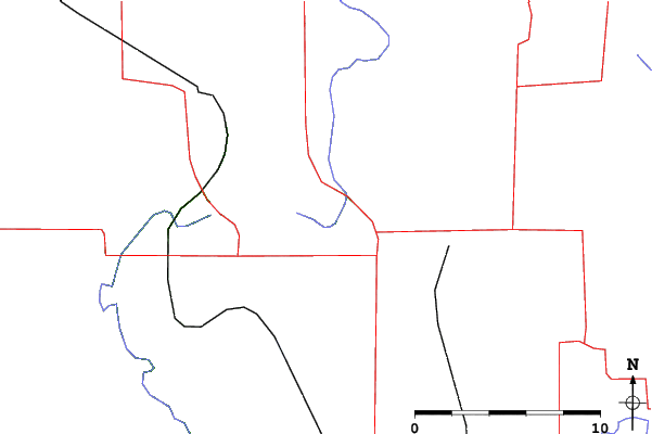 Roads and rivers close to Asessippi Ski Area and Resort