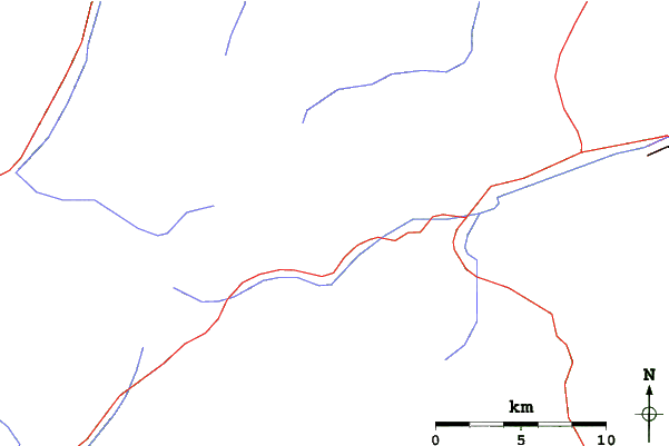 Roads and rivers close to Cheile Butii
