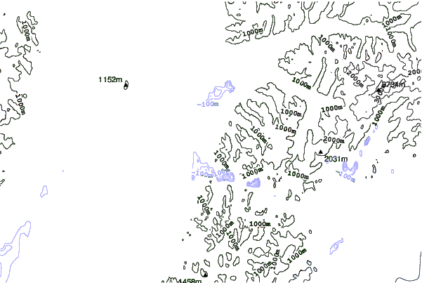 Hilltop Ski Area neighbourhood contours