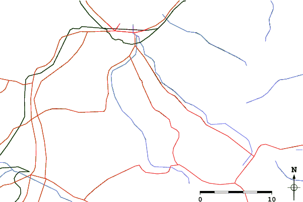 Roads and rivers close to Moya Hills
