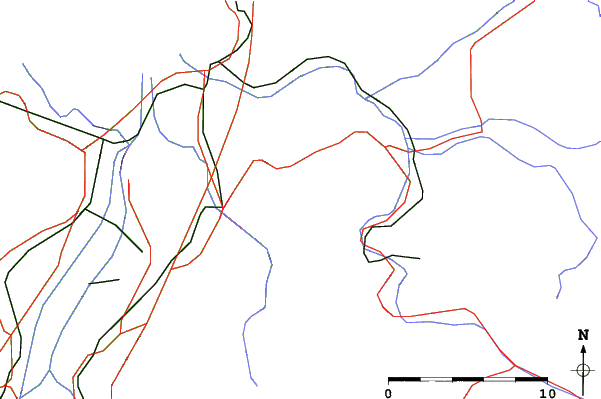 Roads and rivers close to Schwarzenberg/Bödele