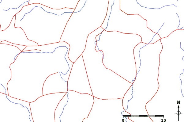 Roads and rivers close to Tsuguro Kogen